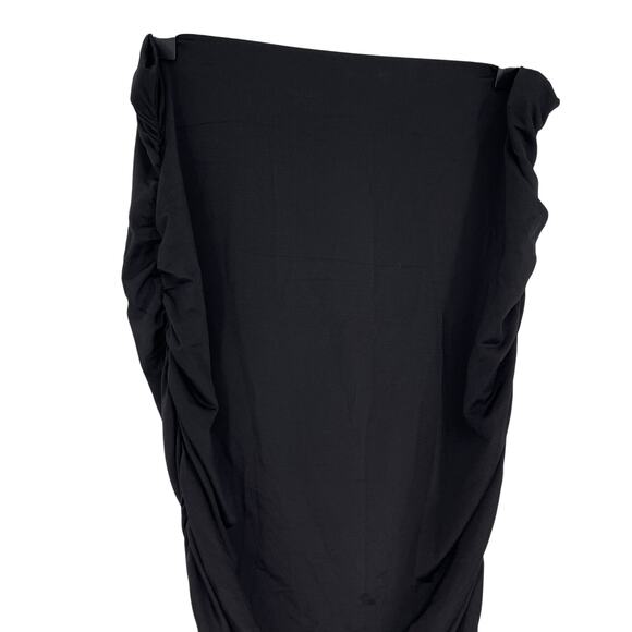 & Other Stories Ruched Pencil Midi Skirt Black Medium Elevated Capsule Wardrobe - Picture 6 of 9